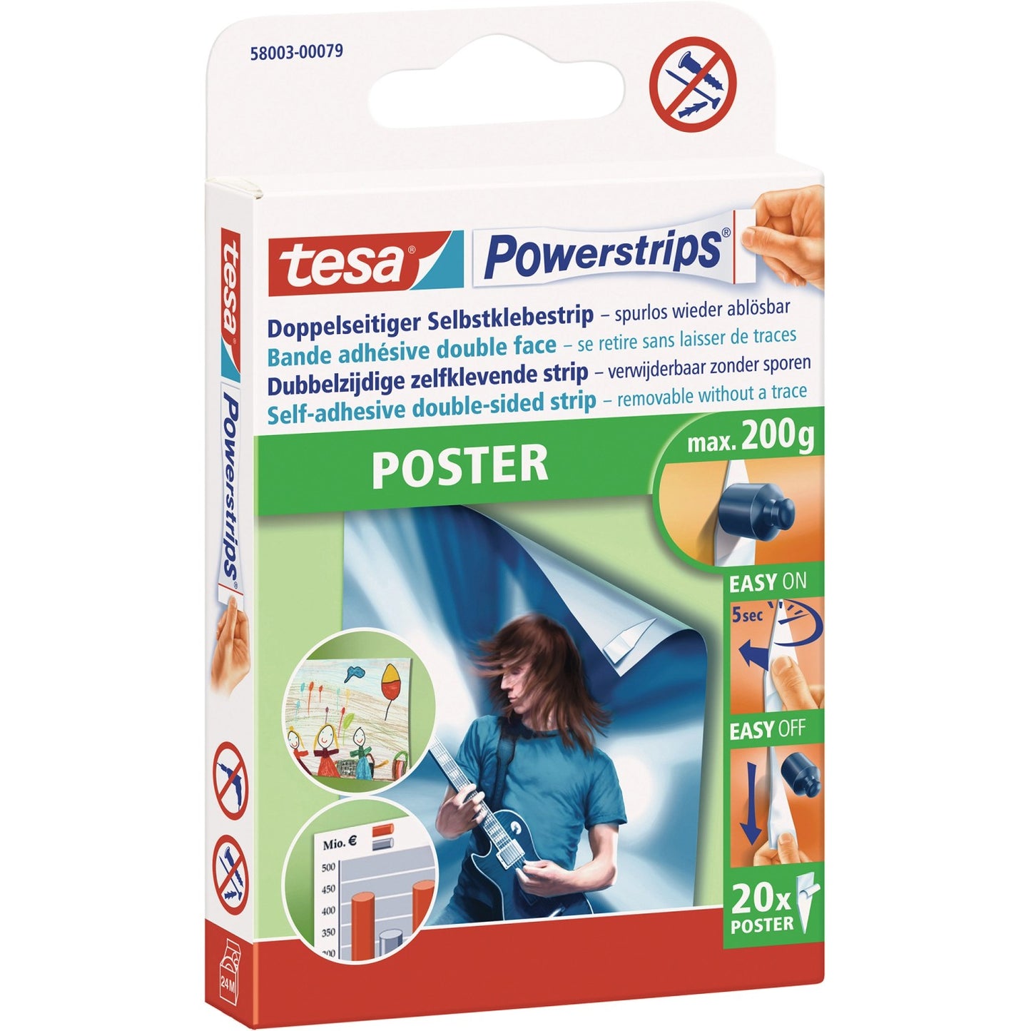 Tesa PowerStrips®️ Weiß (20 Stück)